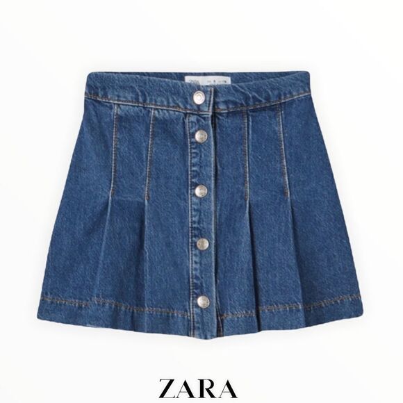 Zara Other - ZARA Kids | Blue | SNAPS BOX PLEAT DENIM SKIRT